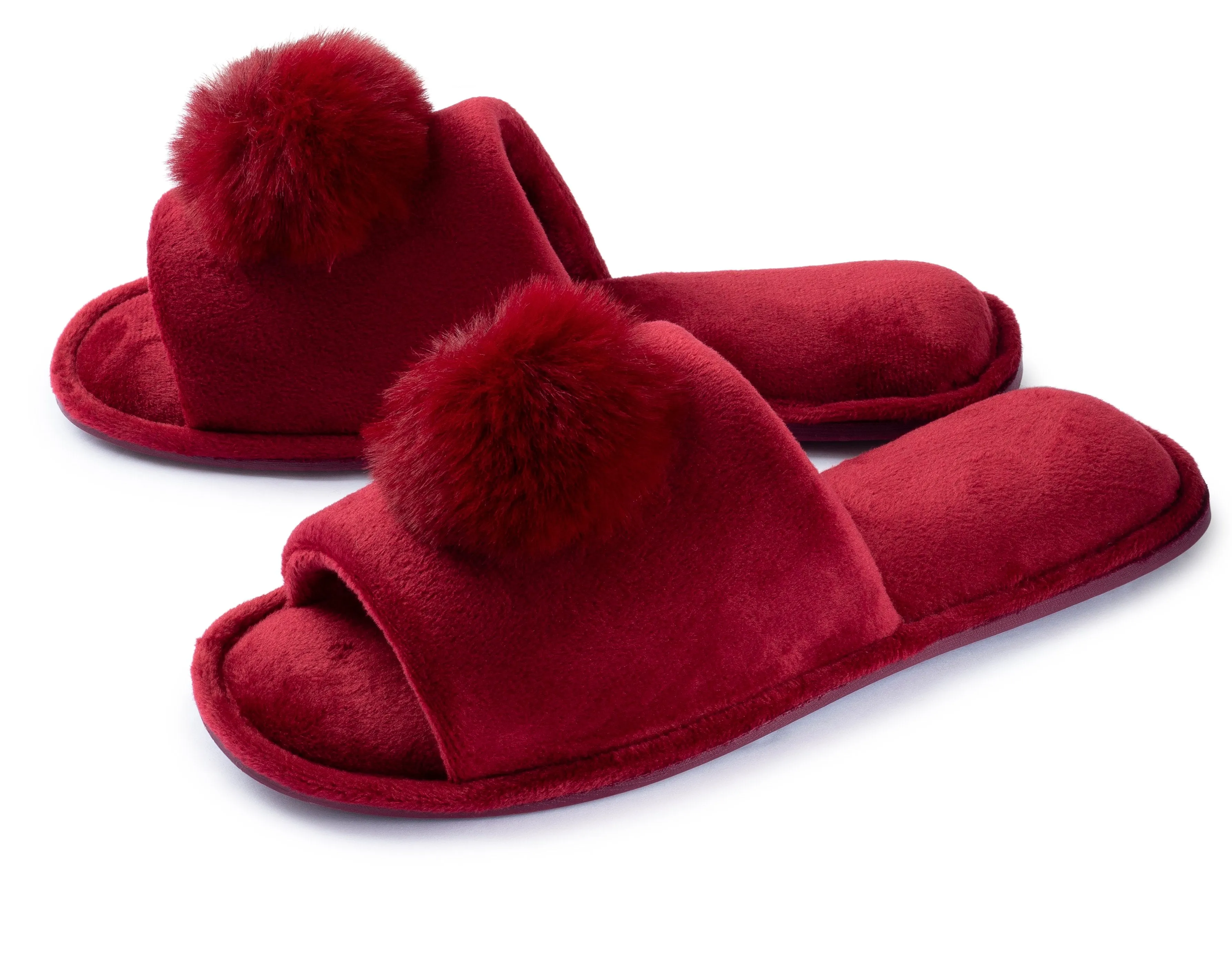Roxoni Women’s Slippers Lovely Velvet Pom-pom Open Toe House Slides