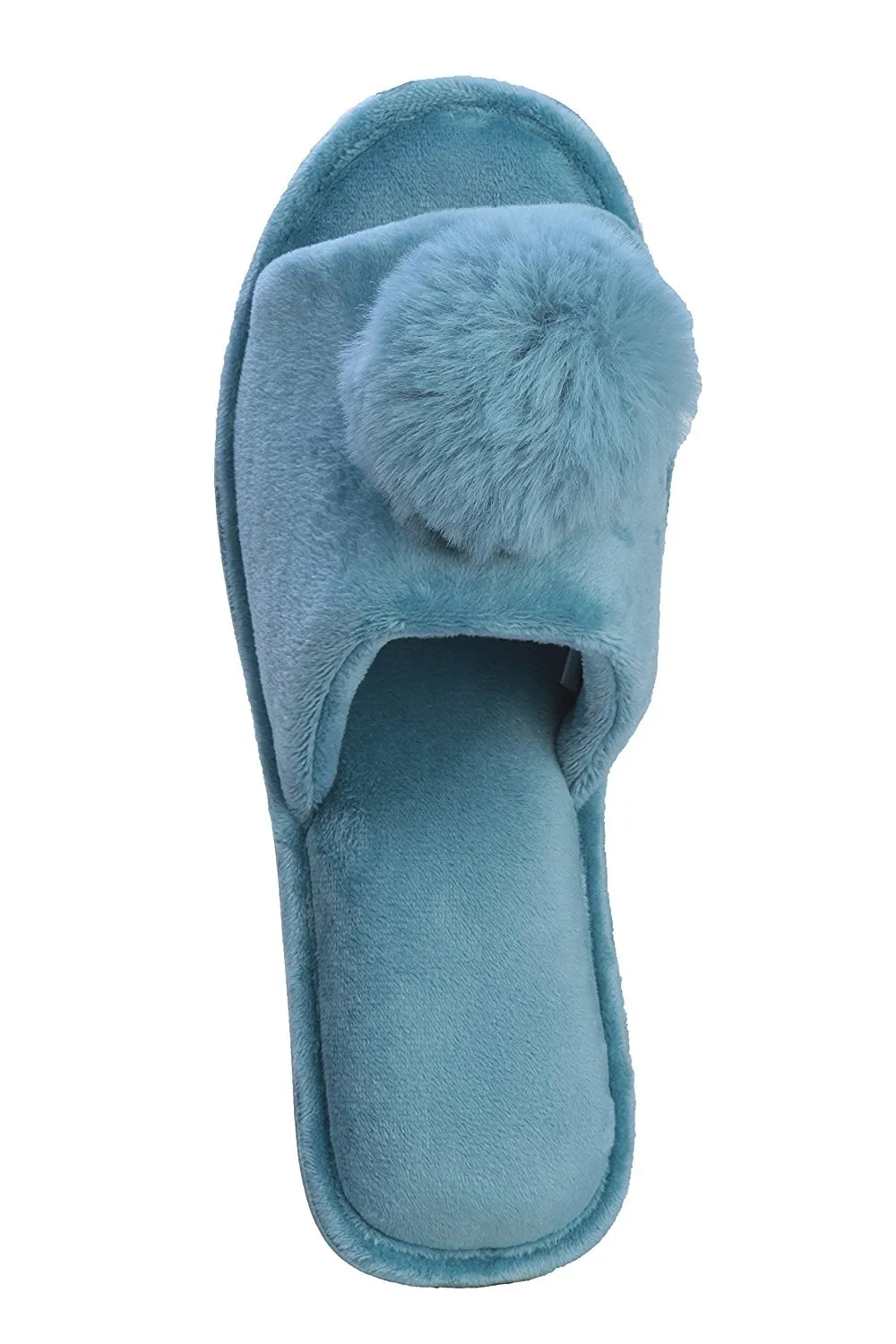 Roxoni Women’s Slippers Lovely Velvet Pom-pom Open Toe House Slides