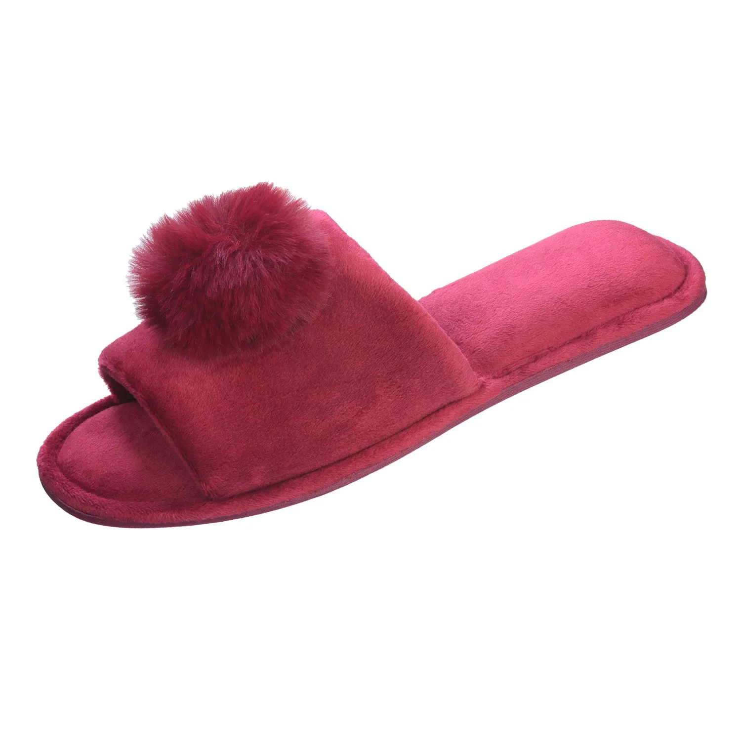 Roxoni Women’s Slippers Lovely Velvet Pom-pom Open Toe House Slides