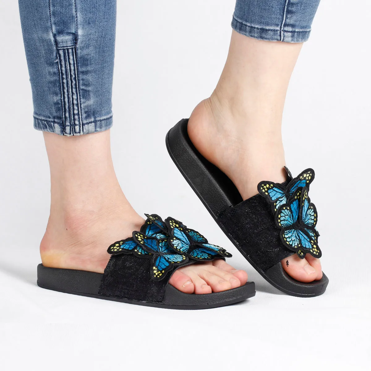 RXFSP Bow Embroidered Butterfly Slipper
