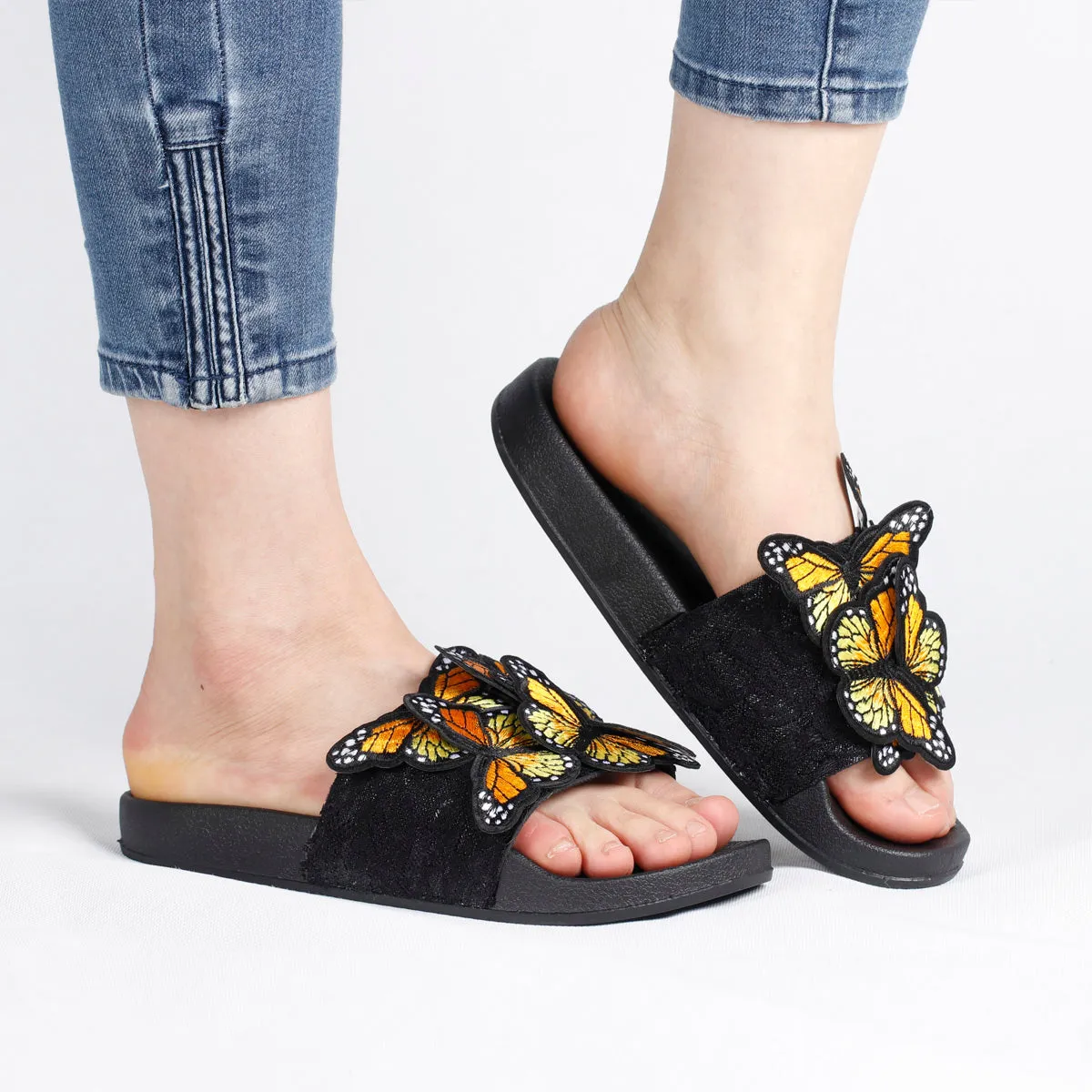 RXFSP Bow Embroidered Butterfly Slipper