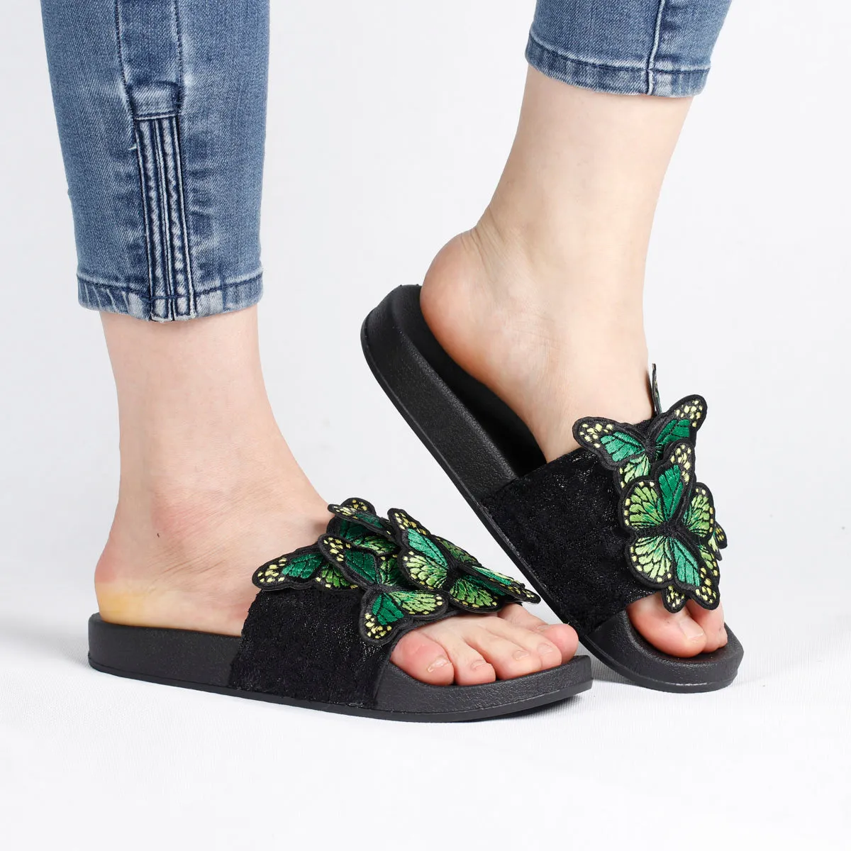 RXFSP Bow Embroidered Butterfly Slipper