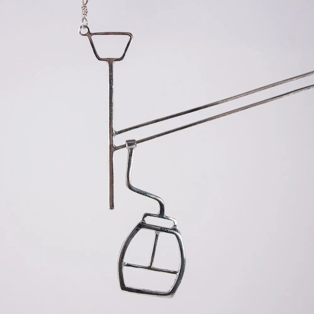 Ski Lift with Moving Gondola Necklace
