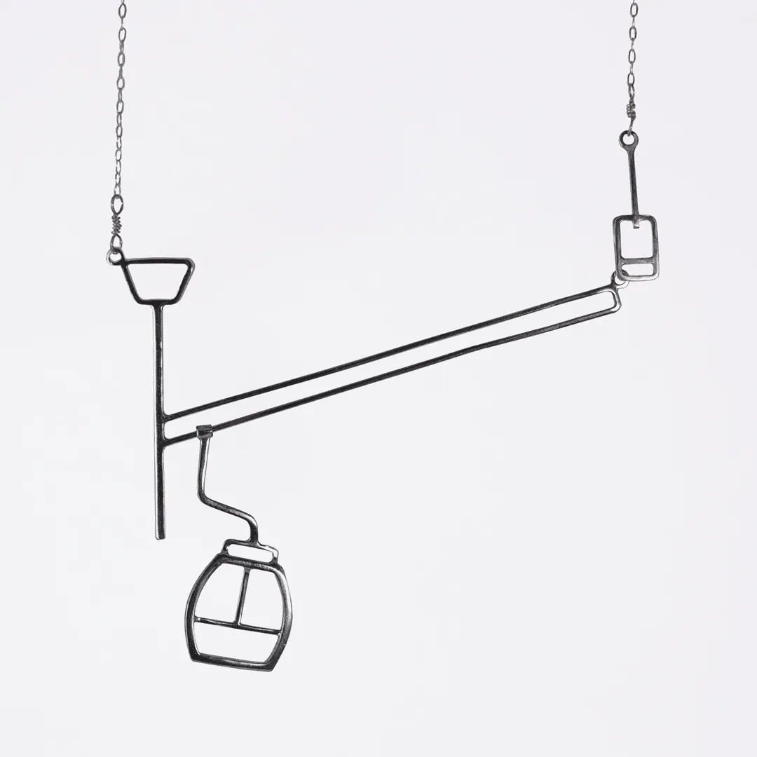 Ski Lift with Moving Gondola Necklace