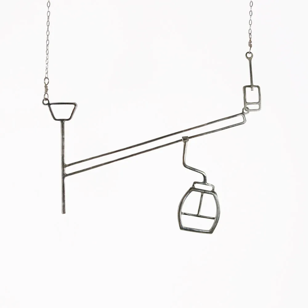 Ski Lift with Moving Gondola Necklace