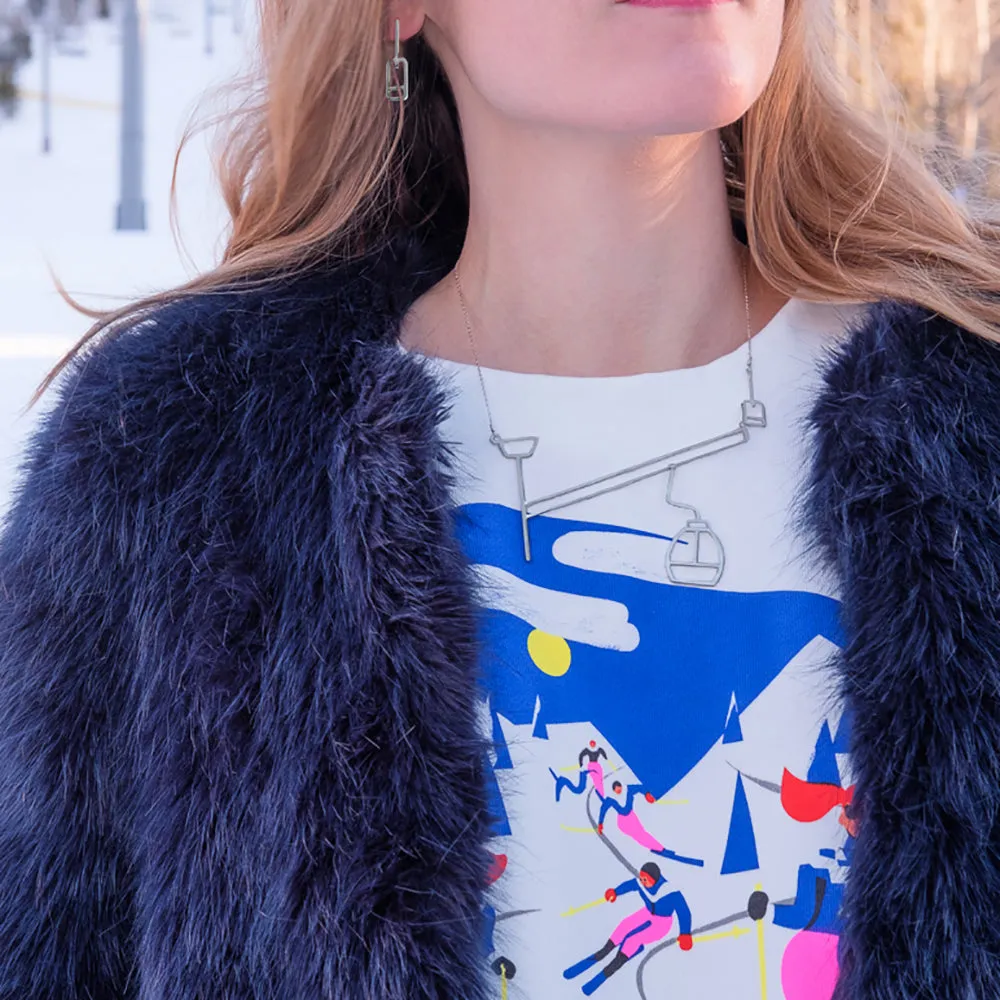 Ski Lift with Moving Gondola Necklace