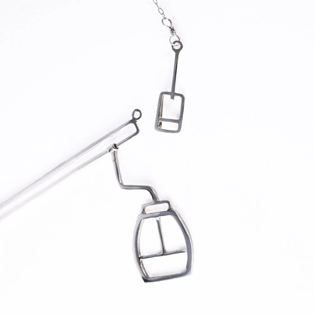 Ski Lift with Moving Gondola Necklace