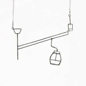 Ski Lift with Moving Gondola Necklace