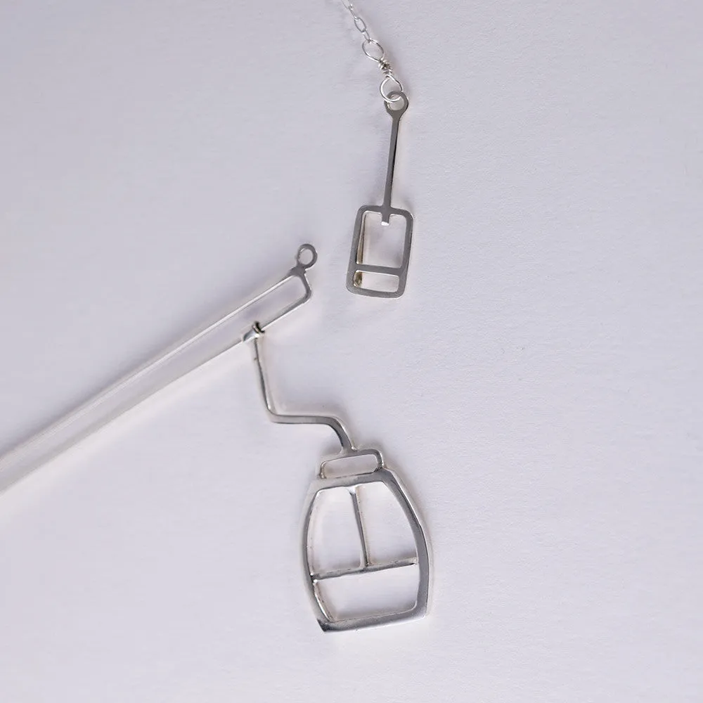 Ski Lift with Moving Gondola Necklace