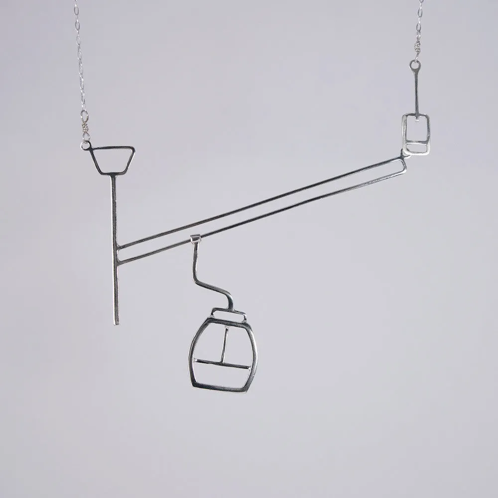 Ski Lift with Moving Gondola Necklace