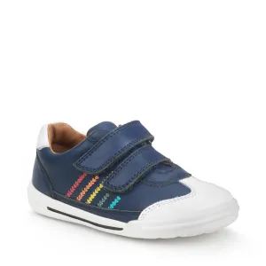 Start Rite Roundabout French Navy Leather Riptape Shoe