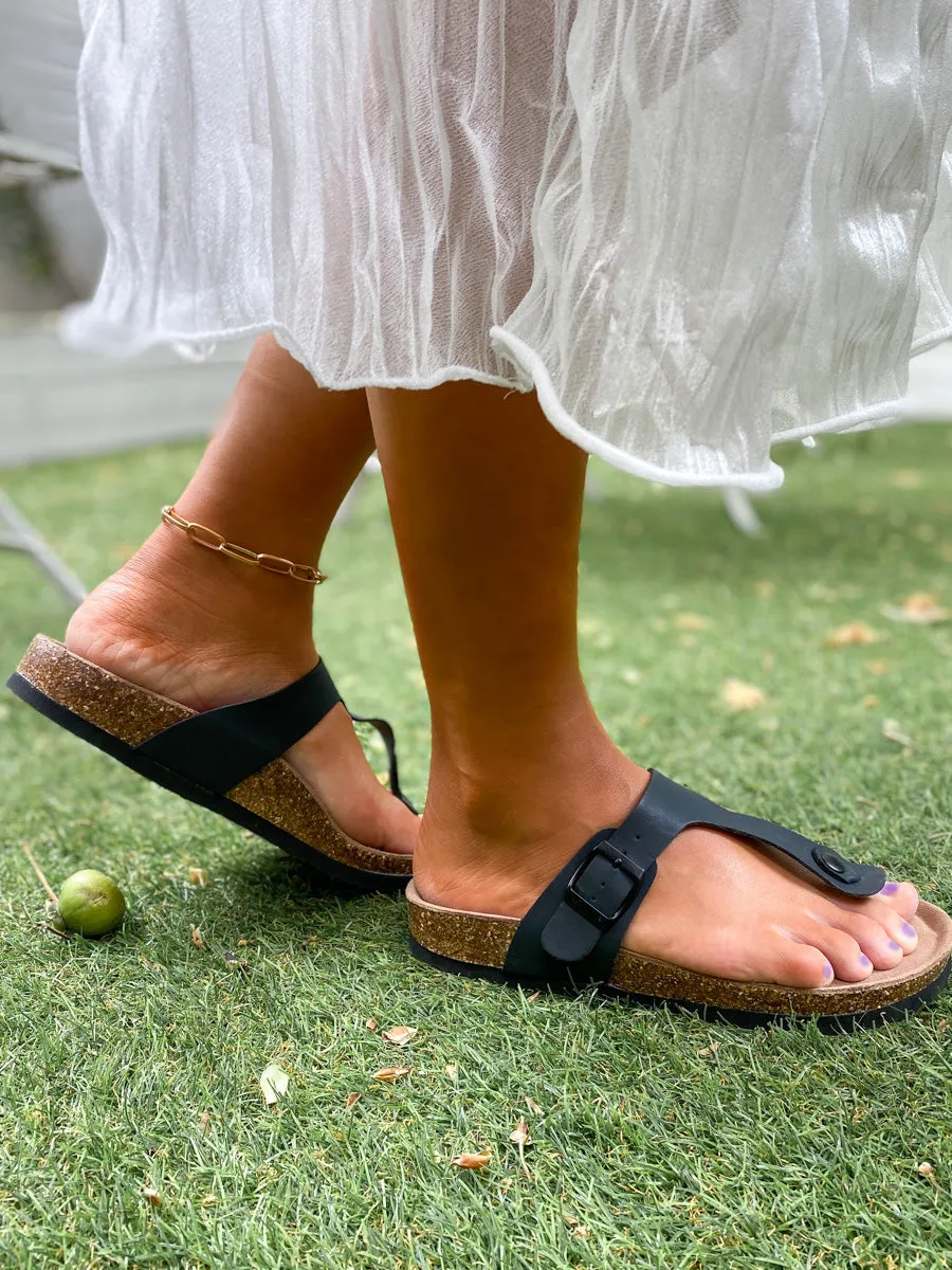 T-Strap Cushioned Footbed Sandals - Maibulun
