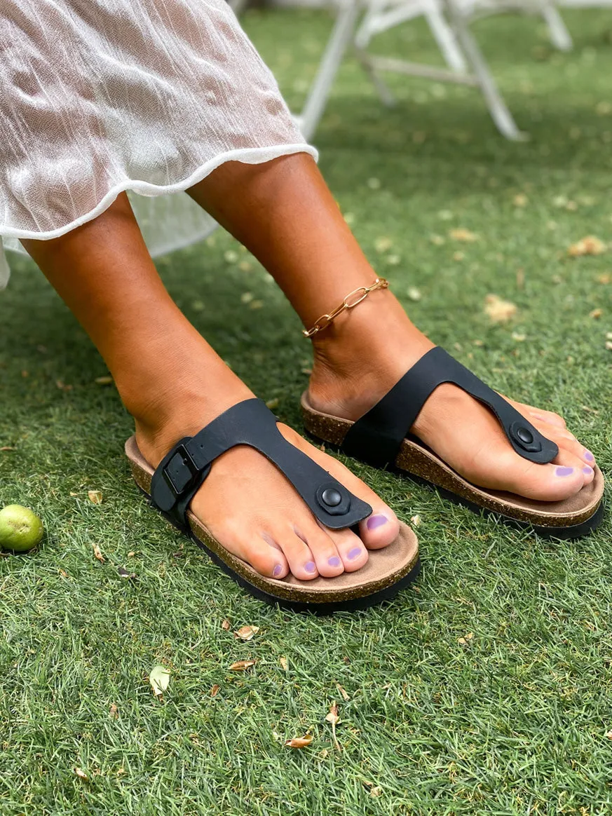 T-Strap Cushioned Footbed Sandals - Maibulun