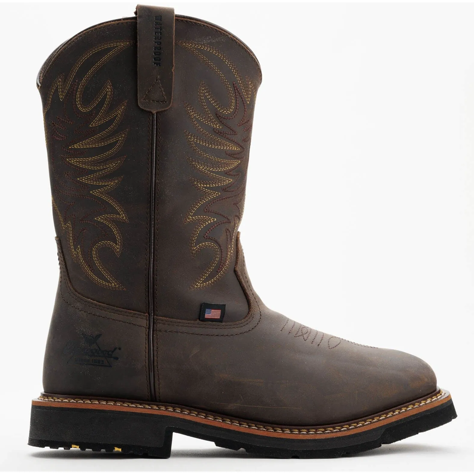 Thorogood Men's Western 11" Square Toe Waterproof Slip Resist Work Boot -Horse- 814-4337