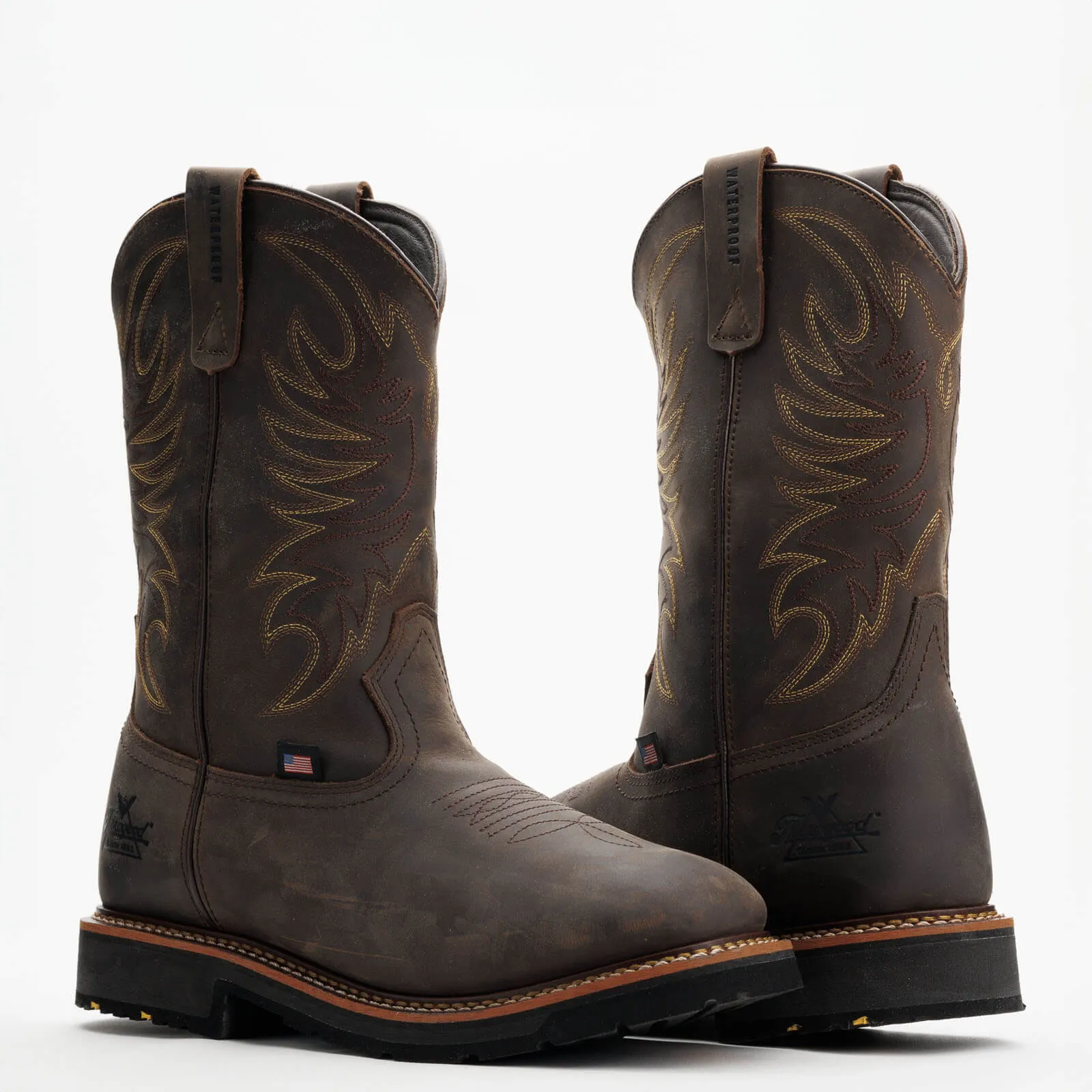 Thorogood Men's Western 11" Square Toe Waterproof Slip Resist Work Boot -Horse- 814-4337