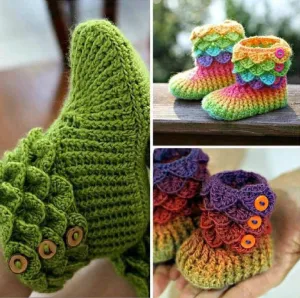 Trio Crocodile Stitch Boot Crochet Patterns - PF