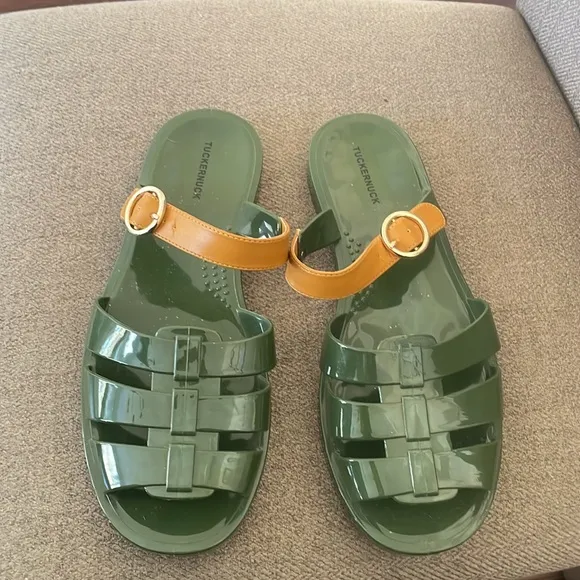 Tuckernuck Green Riley Jelly Sandals