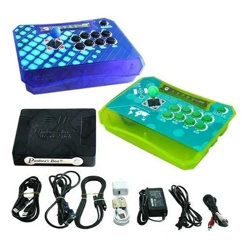 Wireless Arcade Stick Home Console with 680 Games (Two player) Blue & Green