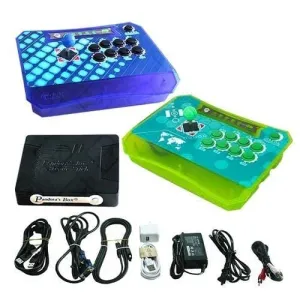 Wireless Arcade Stick Home Console with 680 Games (Two player) Blue & Green