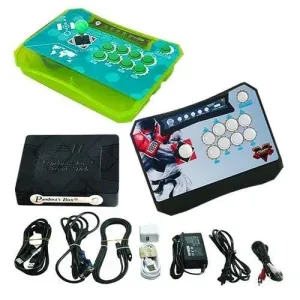 Wireless Arcade Stick Home Console with 680 Games (Two player) Green & Black