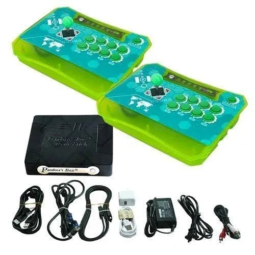 Wireless Arcade Stick Home Console with 815 Games (Two player) All Green