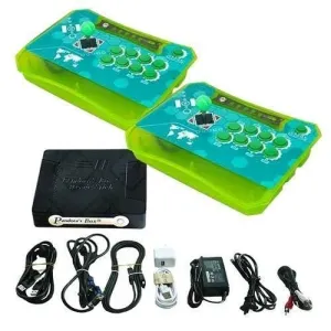 Wireless Arcade Stick Home Console with 815 Games (Two player) All Green