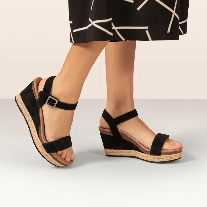 WOMEN'S AETREX SYDNEY QUARTER STRAP ESPADRILLE WEDGE | COGNAC