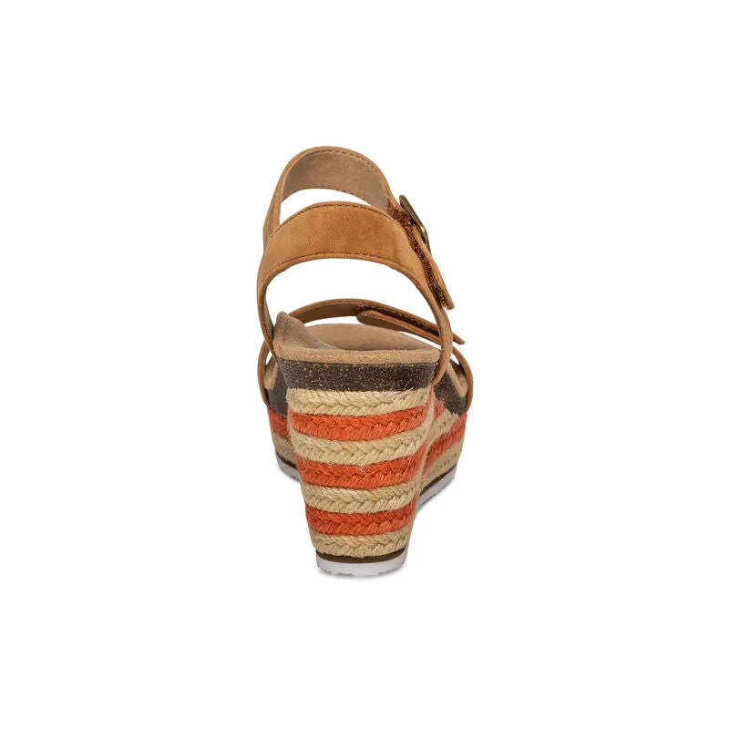 WOMEN'S AETREX SYDNEY QUARTER STRAP ESPADRILLE WEDGE | COGNAC