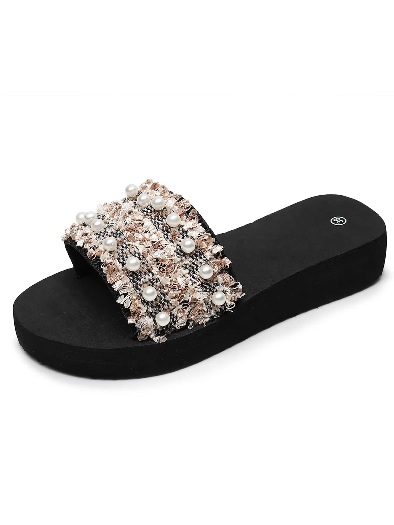 Women's Fashionable Plastic Slippers With Artificial Pearl Decorations