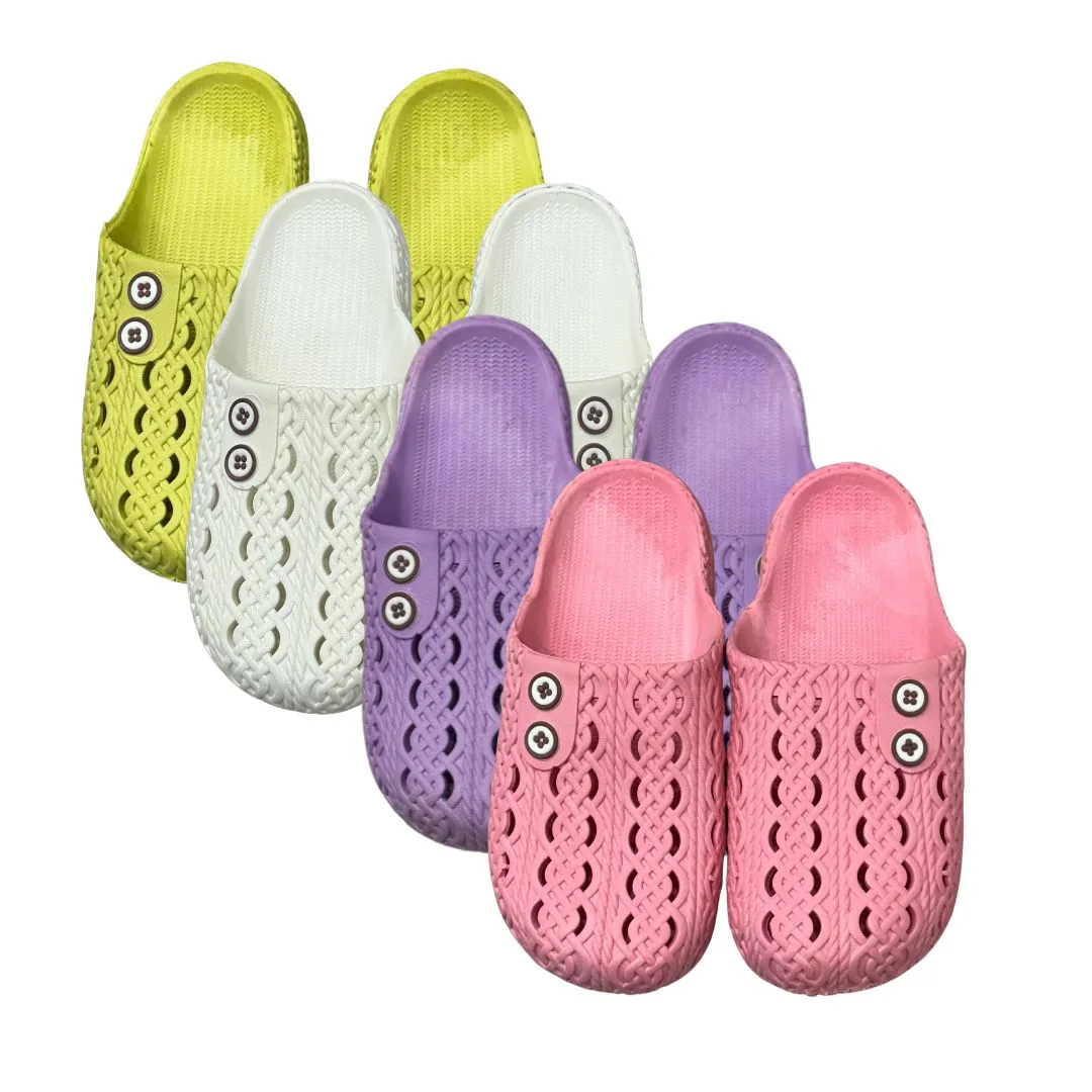 Women's Slipper with 2 button design.