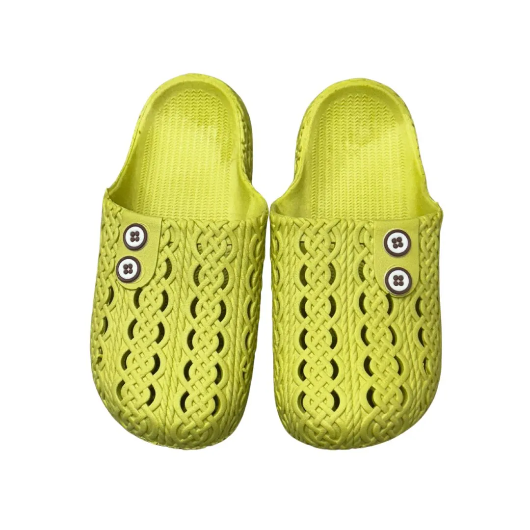Women's Slipper with 2 button design.