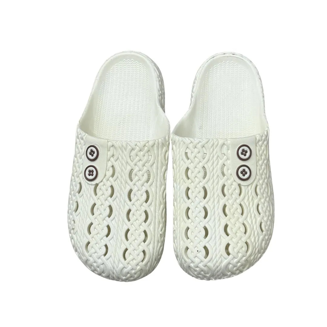 Women's Slipper with 2 button design.