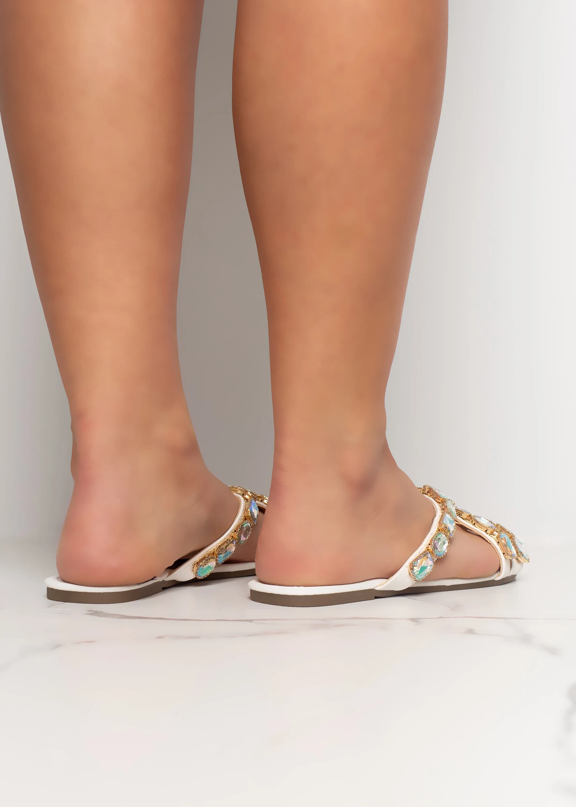 You're A Gem White Sandals
